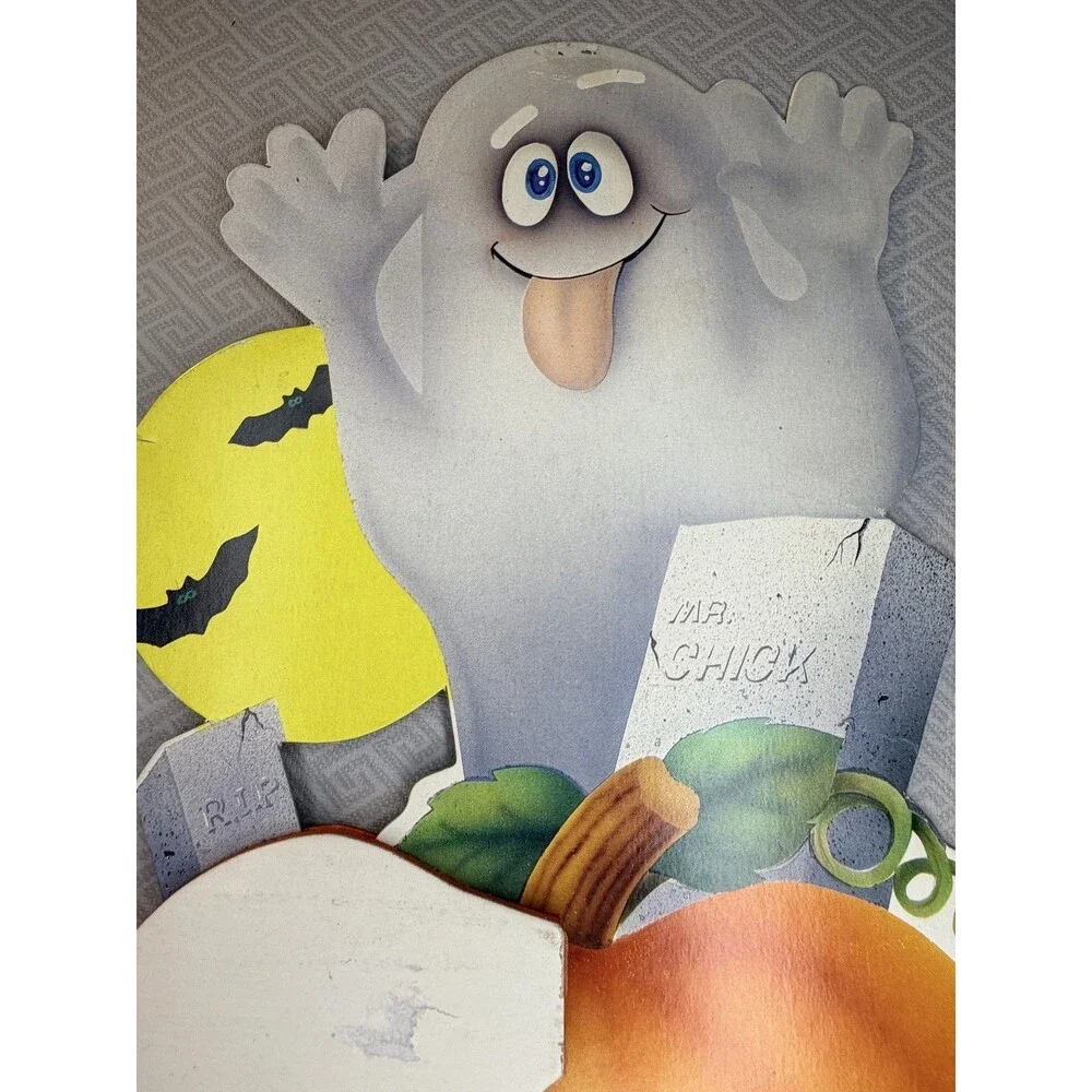 Vintage Halloween Ghost Pumpkin Honeycomb Table Decoration Centerpiece 2 Sided